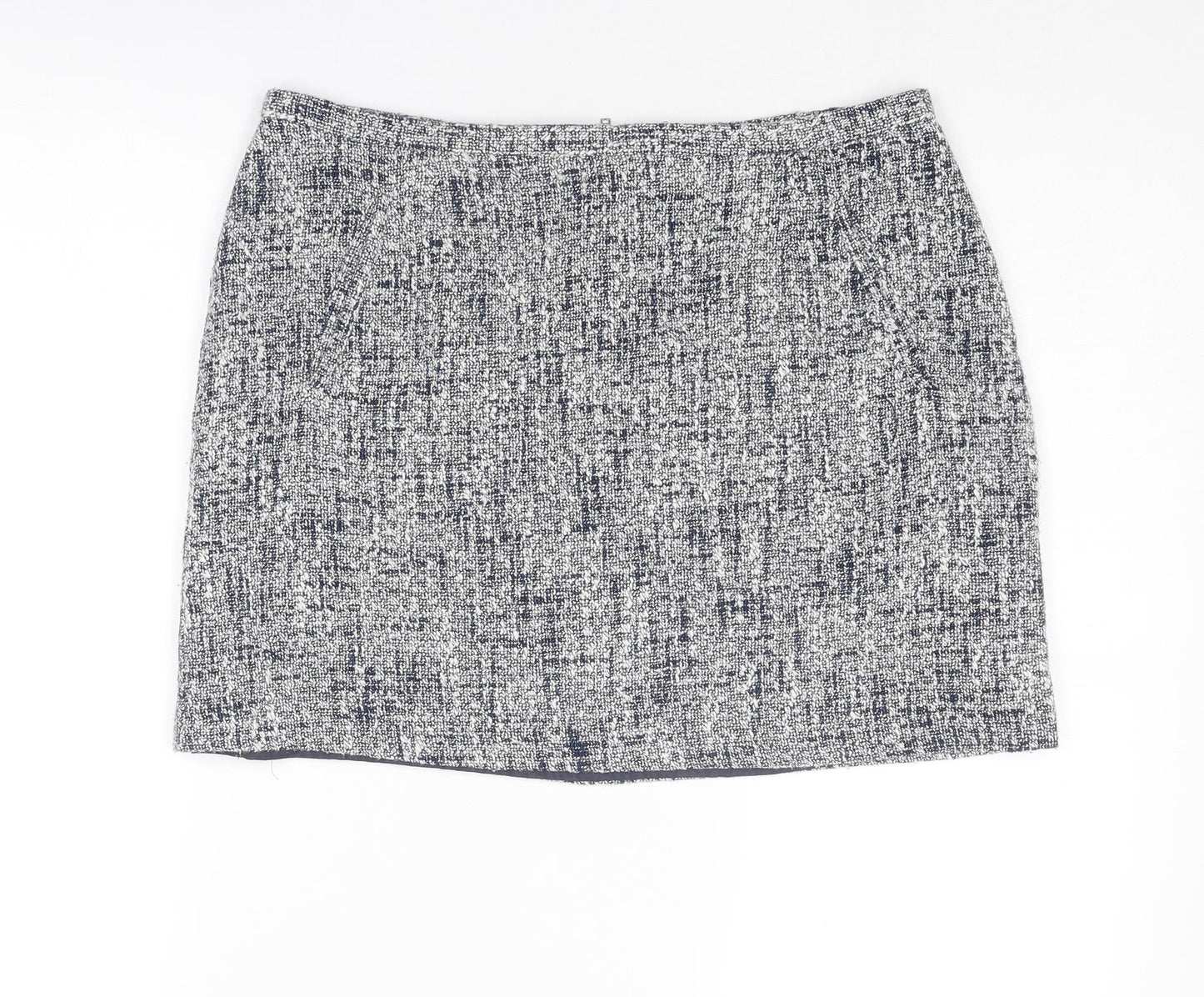 Oasis Womens Blue Acrylic A-Line Skirt Size 14 Zip