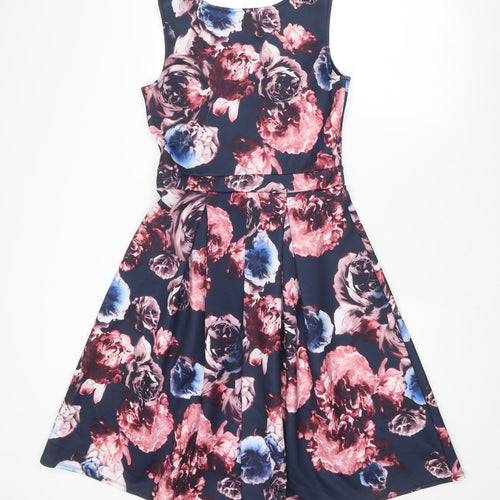 Dorothy Perkins Womens Multicoloured Floral Polyester Fit & Flare Size 10 Round Neck Pullover
