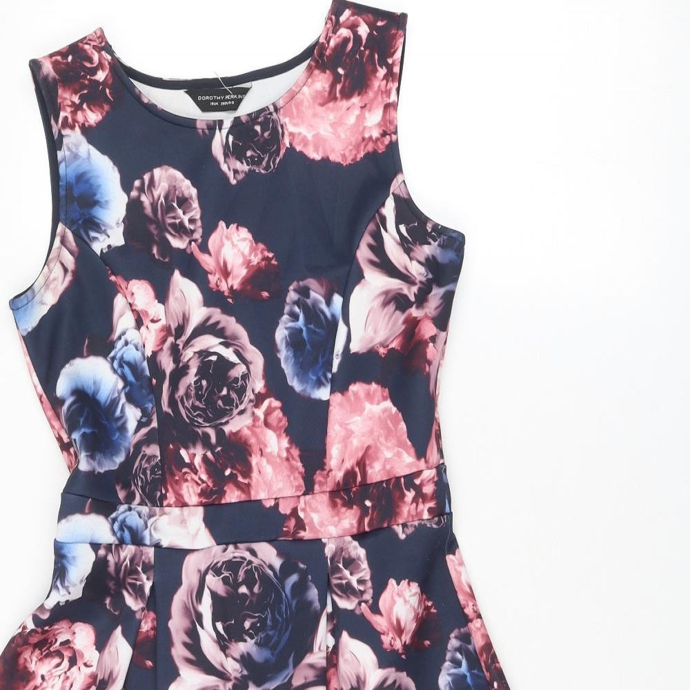 Dorothy Perkins Womens Multicoloured Floral Polyester Fit & Flare Size 10 Round Neck Pullover