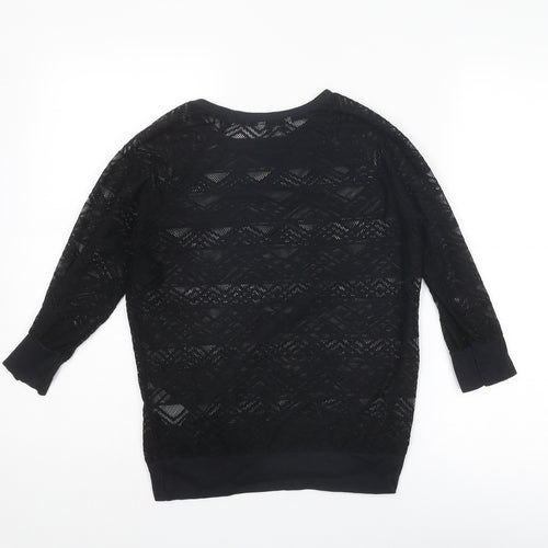 New Look Womens Black Polyester Basic Blouse Size 6 Round Neck