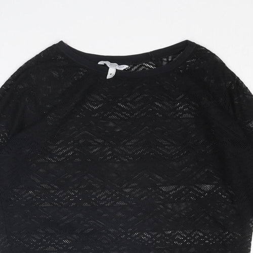 New Look Womens Black Polyester Basic Blouse Size 6 Round Neck