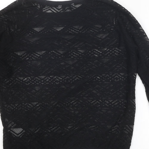 New Look Womens Black Polyester Basic Blouse Size 6 Round Neck