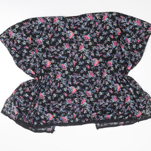 New Look Girls Multicoloured Floral Polyester Kimono Blouse Size S V-Neck - Open