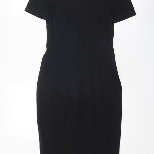 Marks and Spencer Womens Black Viscose A-Line Size 6 V-Neck Zip