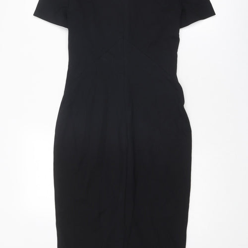 Marks and Spencer Womens Black Viscose A-Line Size 6 V-Neck Zip