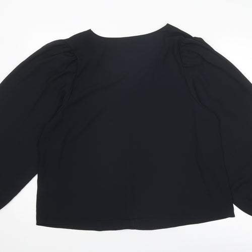 Marks and Spencer Womens Black Polyester Basic Blouse Size 18 V-Neck
