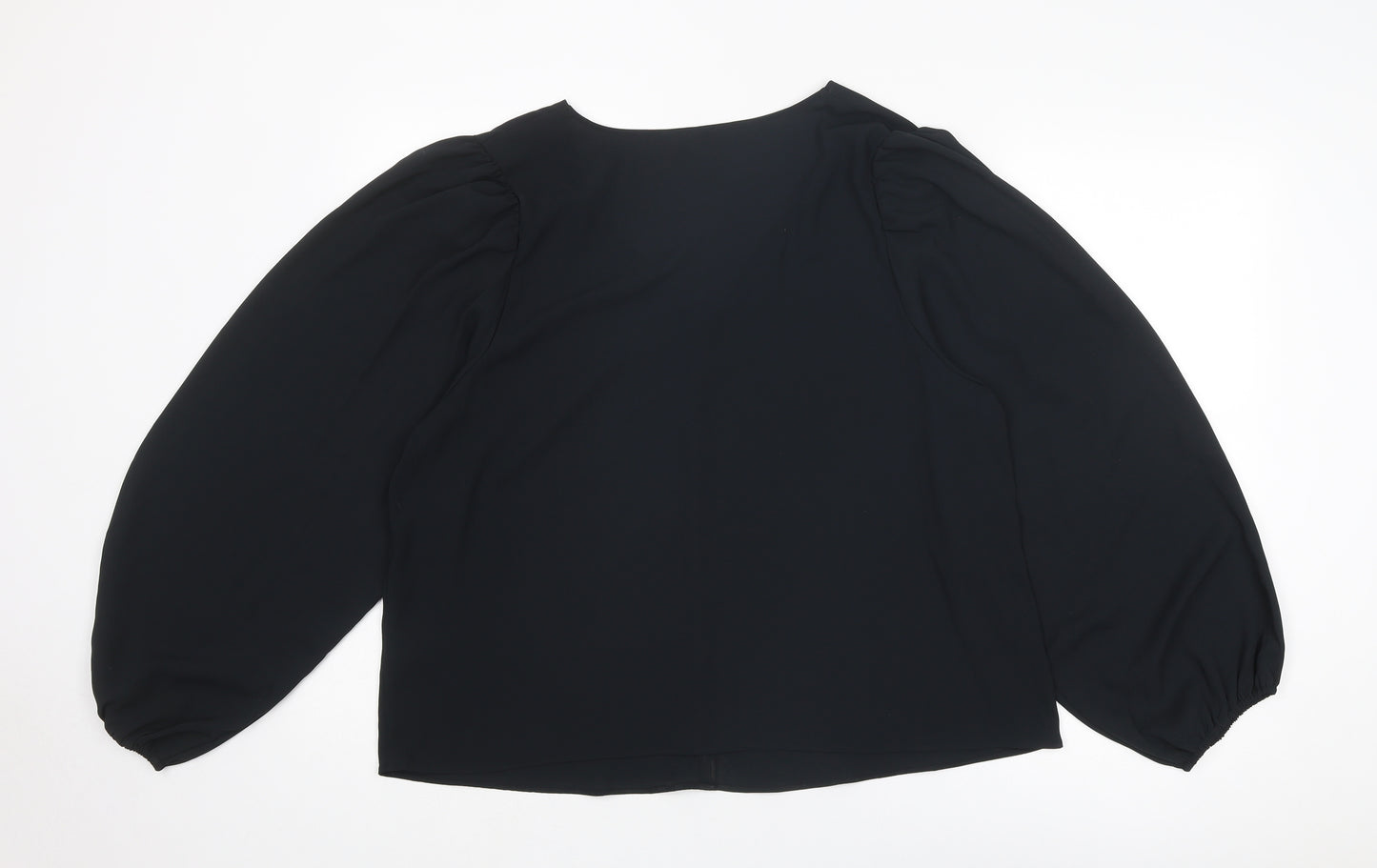 Marks and Spencer Womens Black Polyester Basic Blouse Size 18 V-Neck
