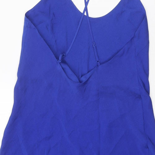 Marks and Spencer Womens Blue Polyester Slip Dress Size 12 Round Neck Pullover