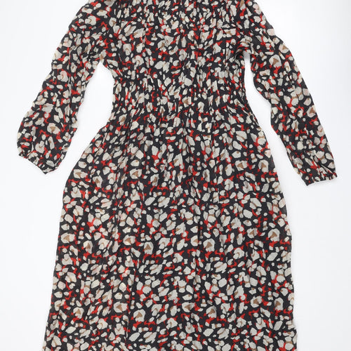 Marks and Spencer Womens Multicoloured Geometric Lyocell Shirt Dress Size 10 Round Neck Pullover