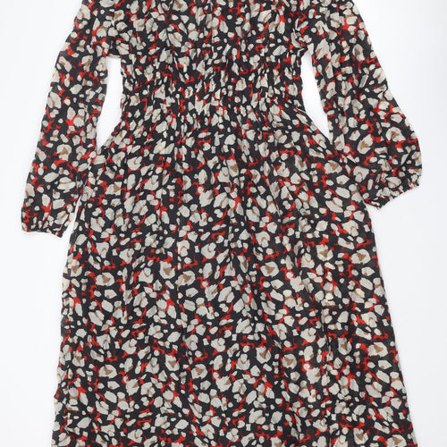 Marks and Spencer Womens Multicoloured Geometric Lyocell Shirt Dress Size 10 Round Neck Pullover