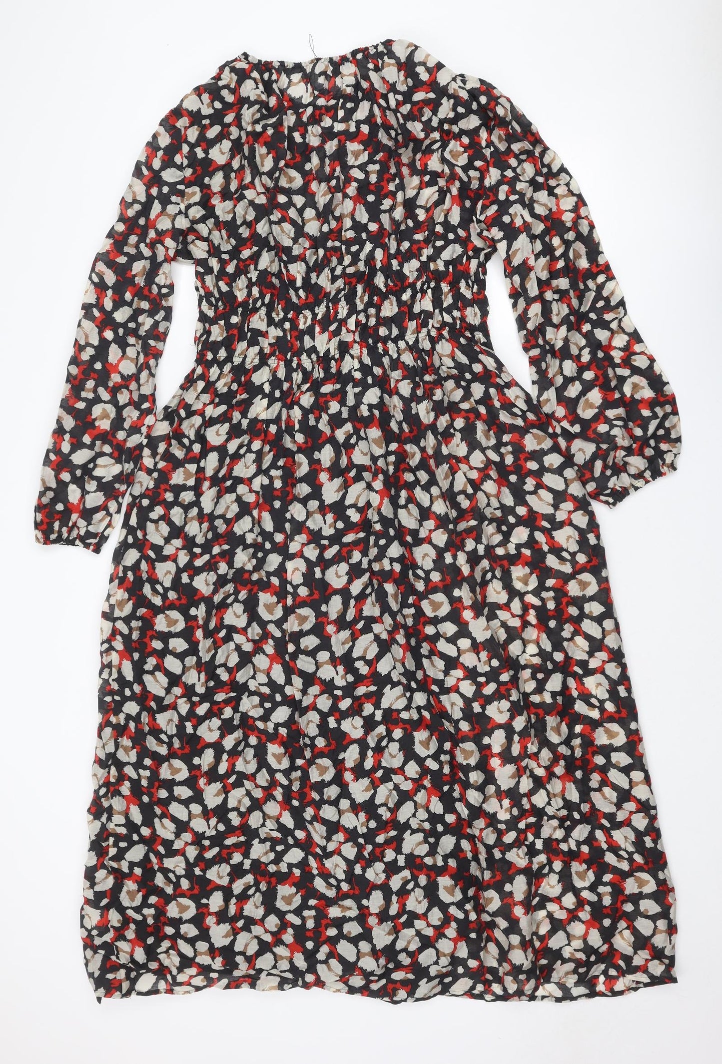 Marks and Spencer Womens Multicoloured Geometric Lyocell Shirt Dress Size 10 Round Neck Pullover