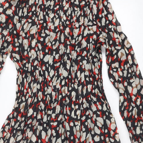 Marks and Spencer Womens Multicoloured Geometric Lyocell Shirt Dress Size 10 Round Neck Pullover