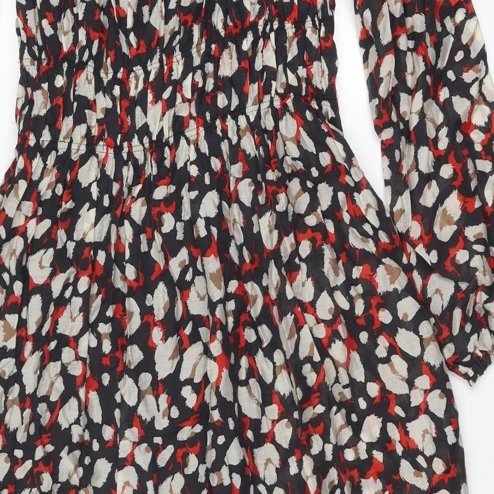 Marks and Spencer Womens Multicoloured Geometric Lyocell Shirt Dress Size 10 Round Neck Pullover