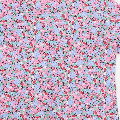 Marks and Spencer Womens Multicoloured Floral Cotton Basic T-Shirt Size 12 Round Neck