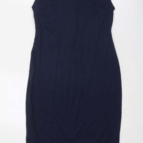 Cynthia Rowley Womens Blue Nylon Shift Size 8 Round Neck Zip