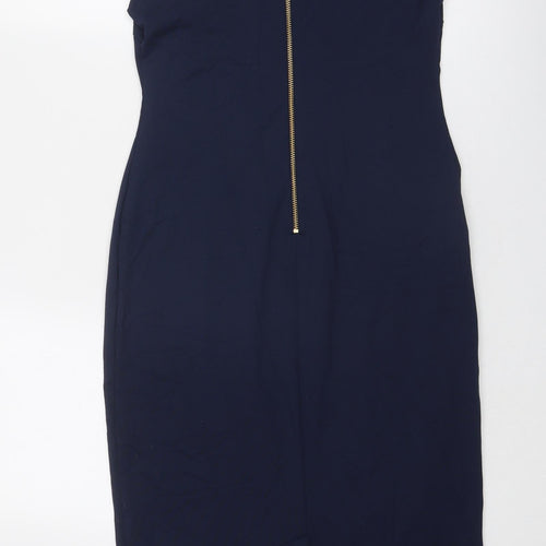Cynthia Rowley Womens Blue Nylon Shift Size 8 Round Neck Zip