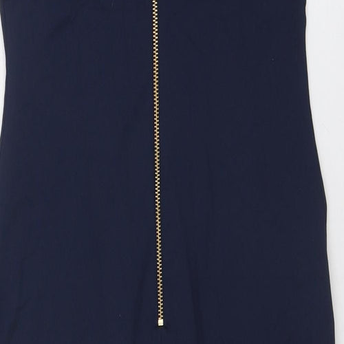 Cynthia Rowley Womens Blue Nylon Shift Size 8 Round Neck Zip