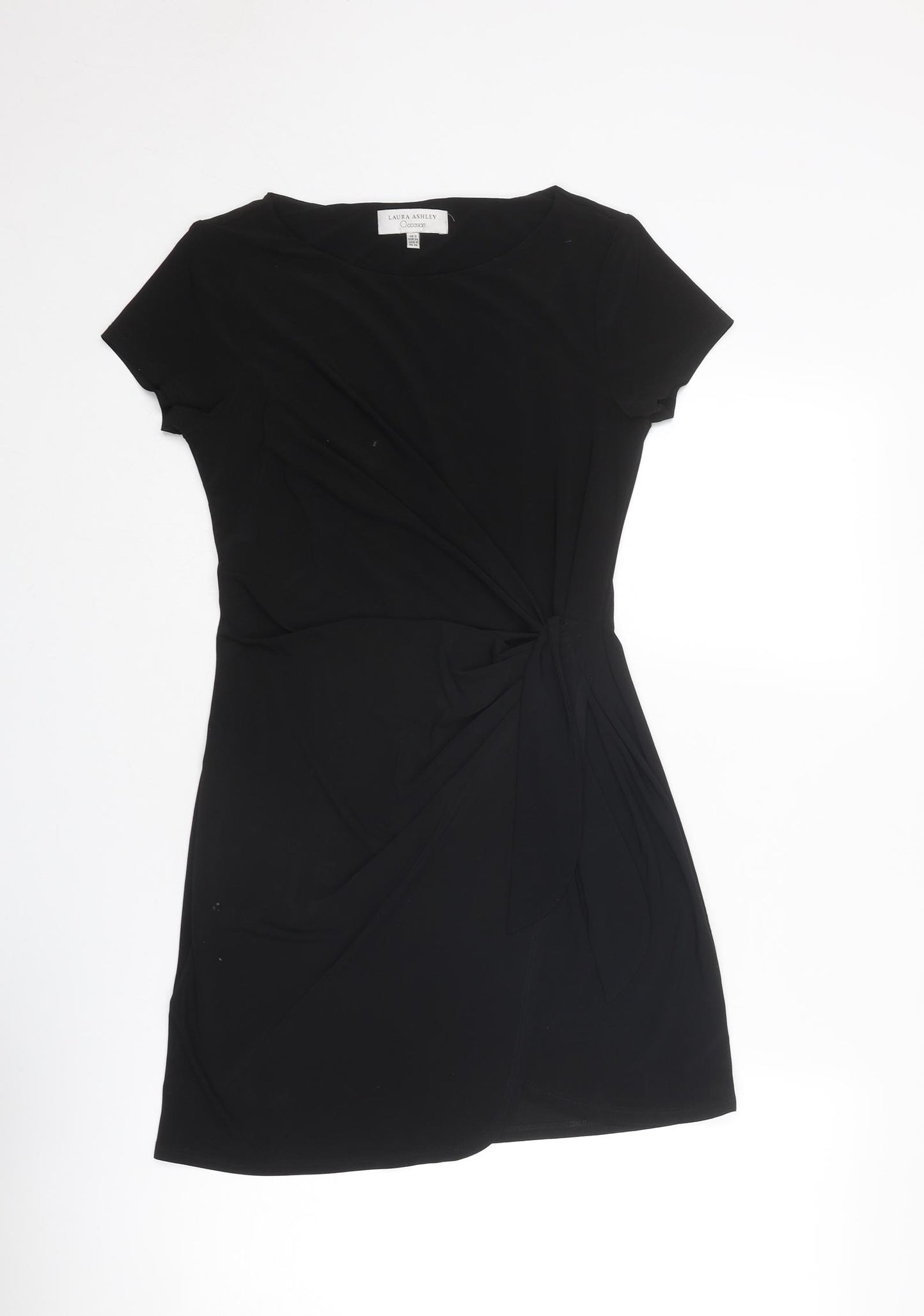 Laura Ashley Womens Black Polyester A-Line Size 8 Round Neck Pullover