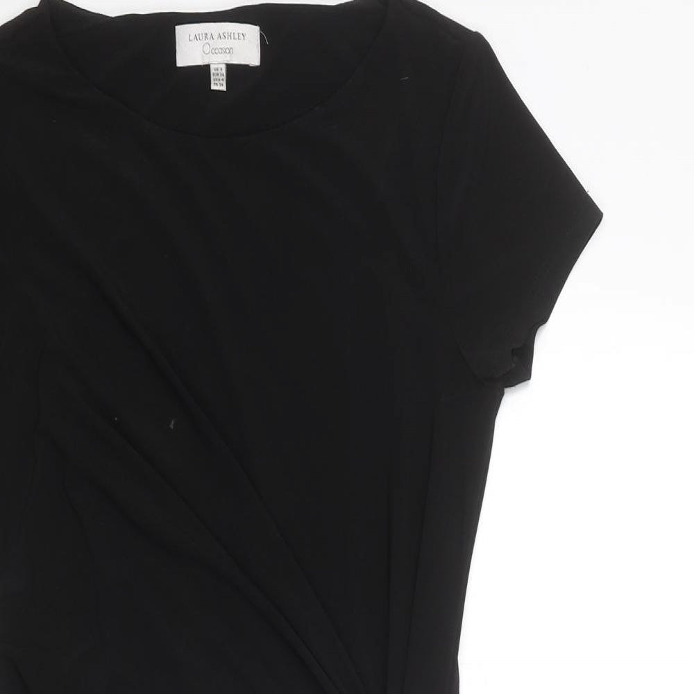 Laura Ashley Womens Black Polyester A-Line Size 8 Round Neck Pullover