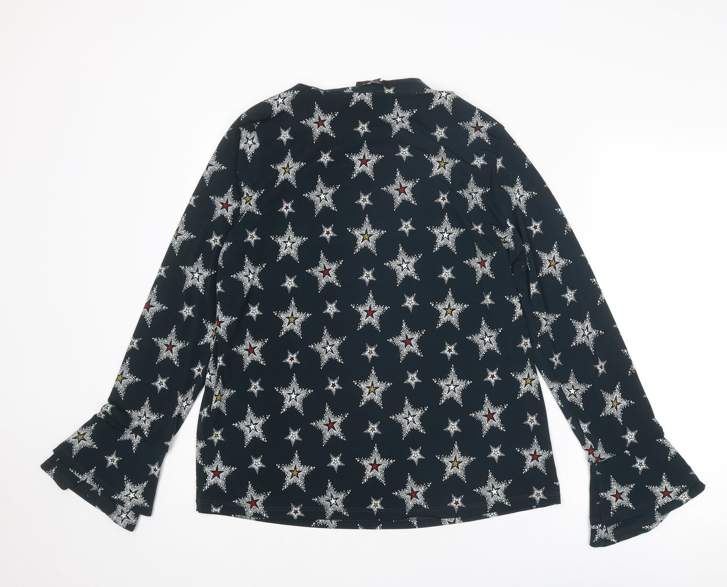 NEXT Womens Grey Geometric Polyester Basic Blouse Size 14 Round Neck - Star Print