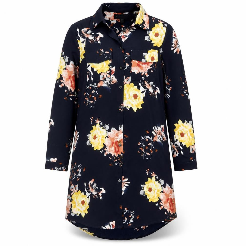 Mela London Womens Blue Floral Polyester Skater Dress Size 8 Collared Button