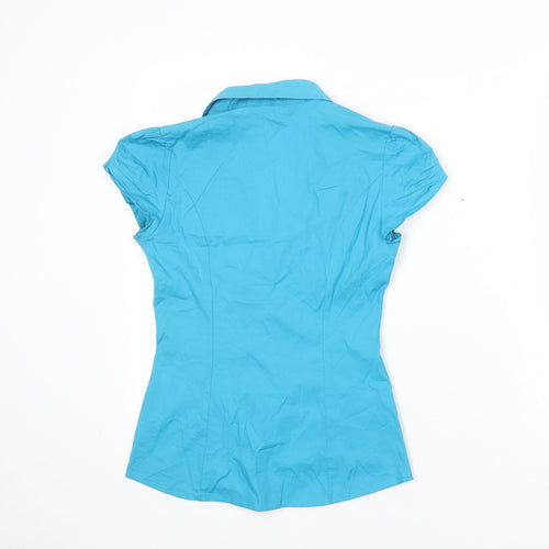 Dorothy Perkins Womens Blue Cotton Basic Button-Up Size 6 Collared