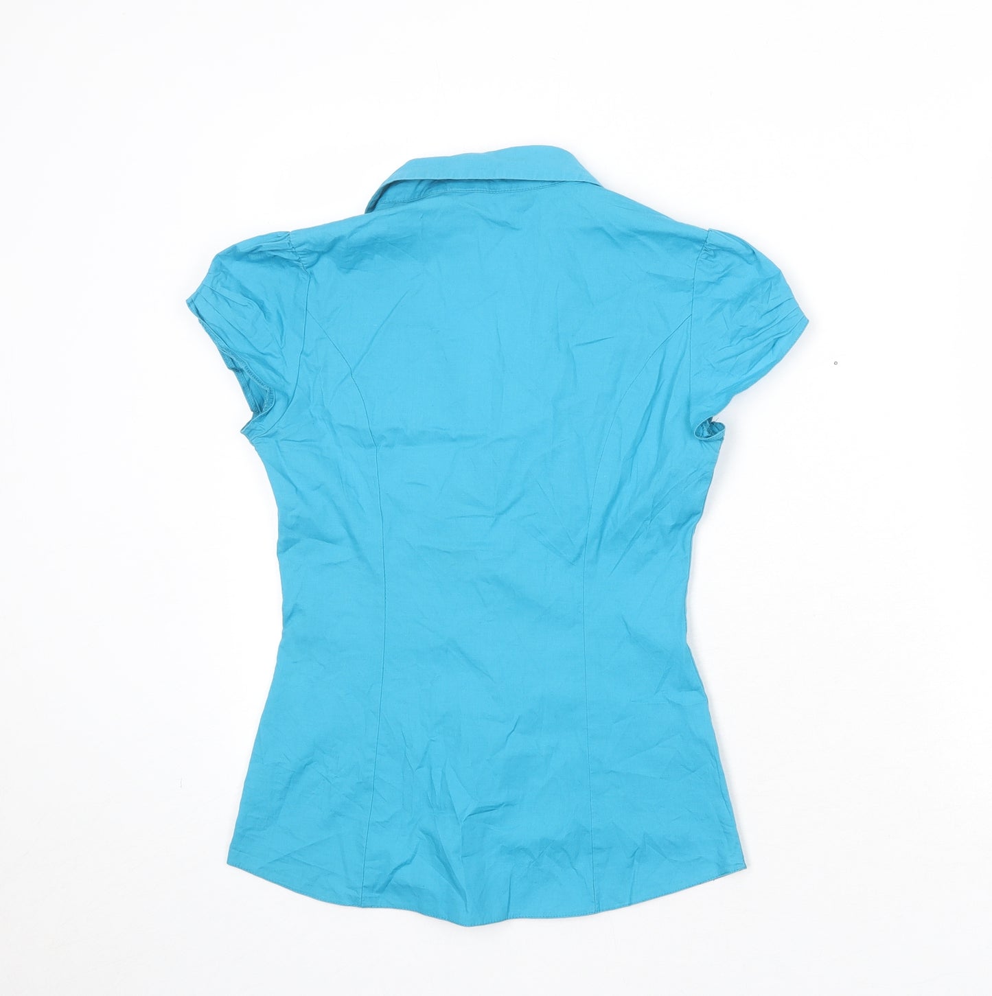 Dorothy Perkins Womens Blue Cotton Basic Button-Up Size 6 Collared