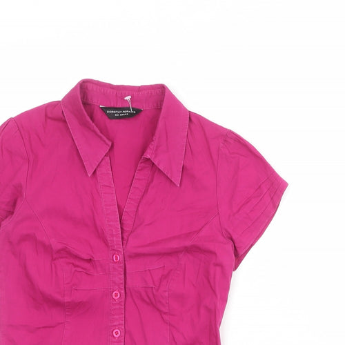 Dorothy Perkins Womens Purple Cotton Basic Button-Up Size 6 Collared