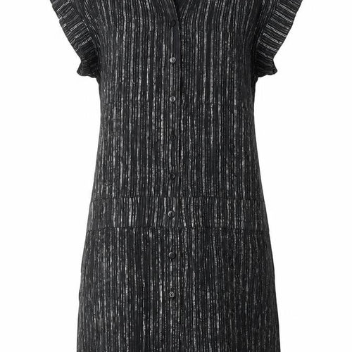 Topshop Womens Black Striped 100% Cotton A-Line Size 12 V-Neck Button