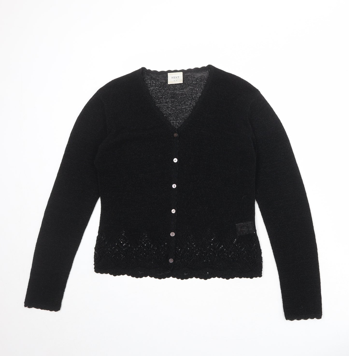 NEXT Womens Black V-Neck Viscose Cardigan Jumper Size 12