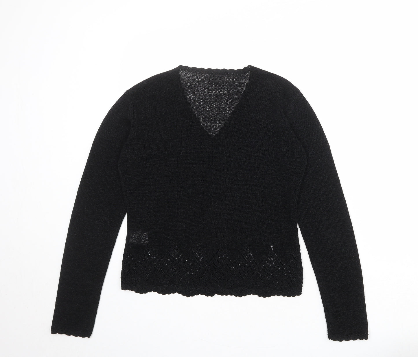NEXT Womens Black V-Neck Viscose Cardigan Jumper Size 12
