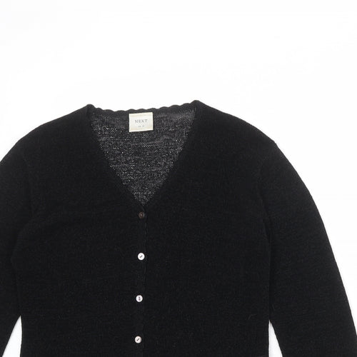 NEXT Womens Black V-Neck Viscose Cardigan Jumper Size 12