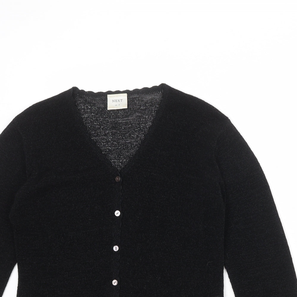 NEXT Womens Black V-Neck Viscose Cardigan Jumper Size 12