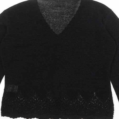 NEXT Womens Black V-Neck Viscose Cardigan Jumper Size 12