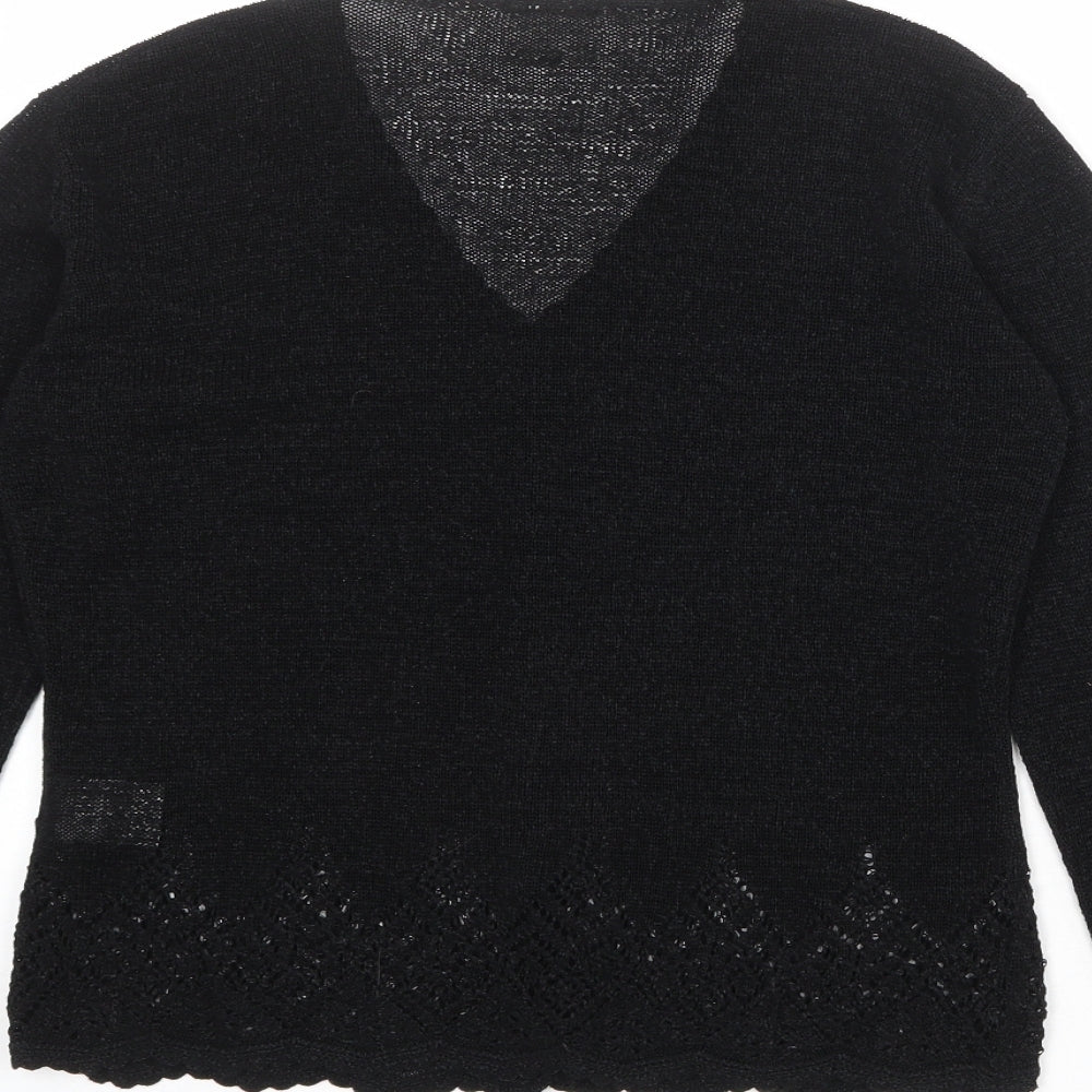 NEXT Womens Black V-Neck Viscose Cardigan Jumper Size 12