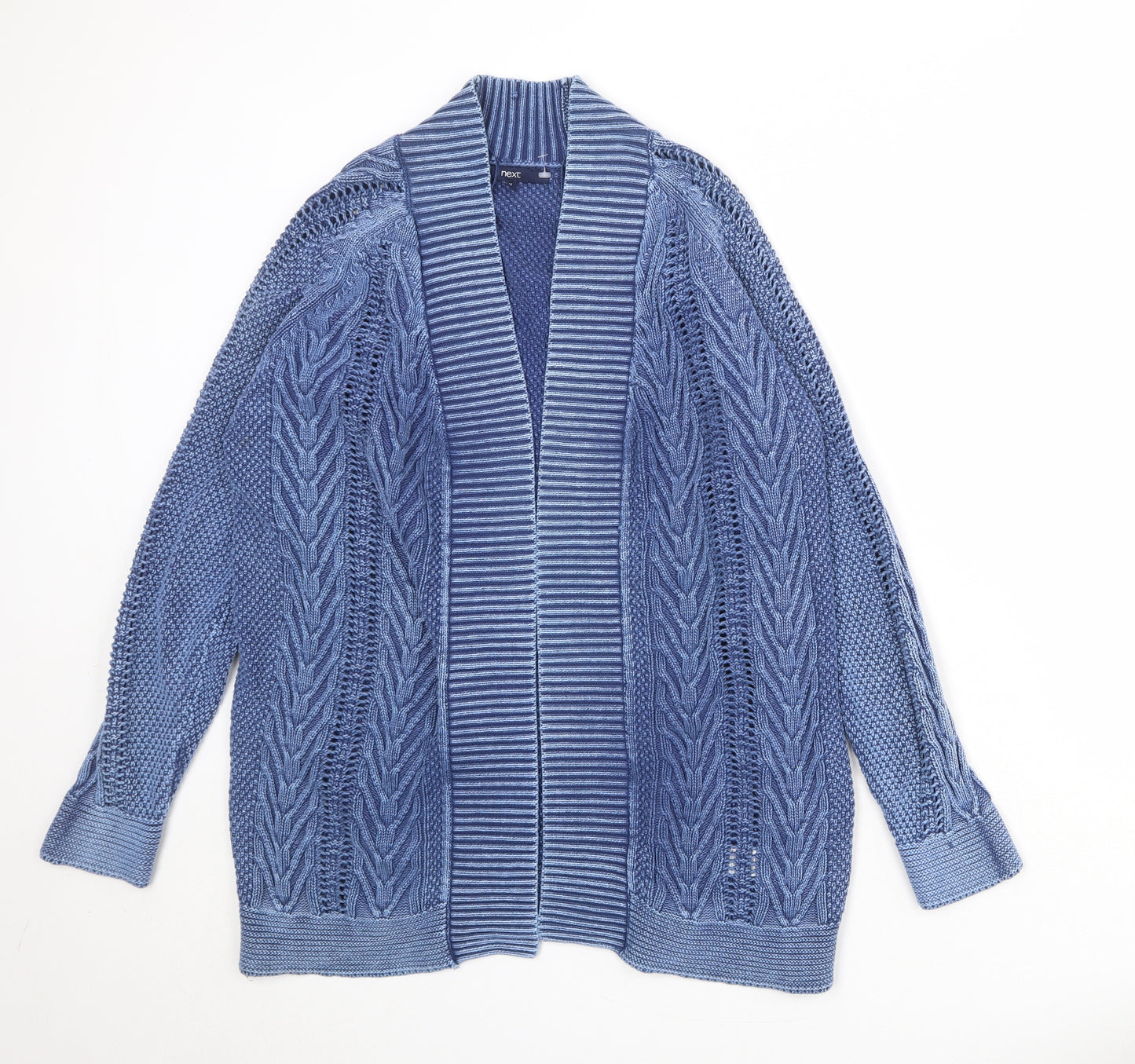 NEXT Womens Blue V-Neck 100% Cotton Cardigan Jumper Size 14