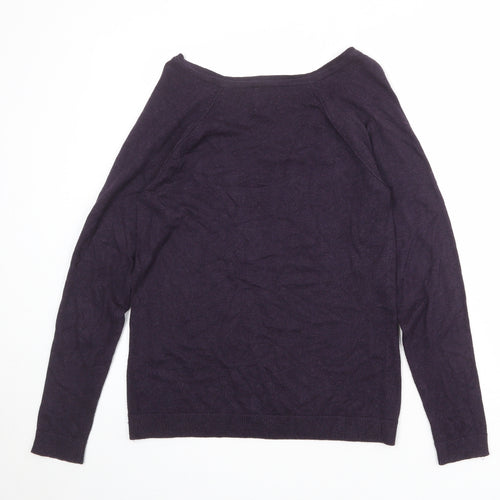 River Island Womens Purple V-Neck Cotton Pullover Jumper Size 14