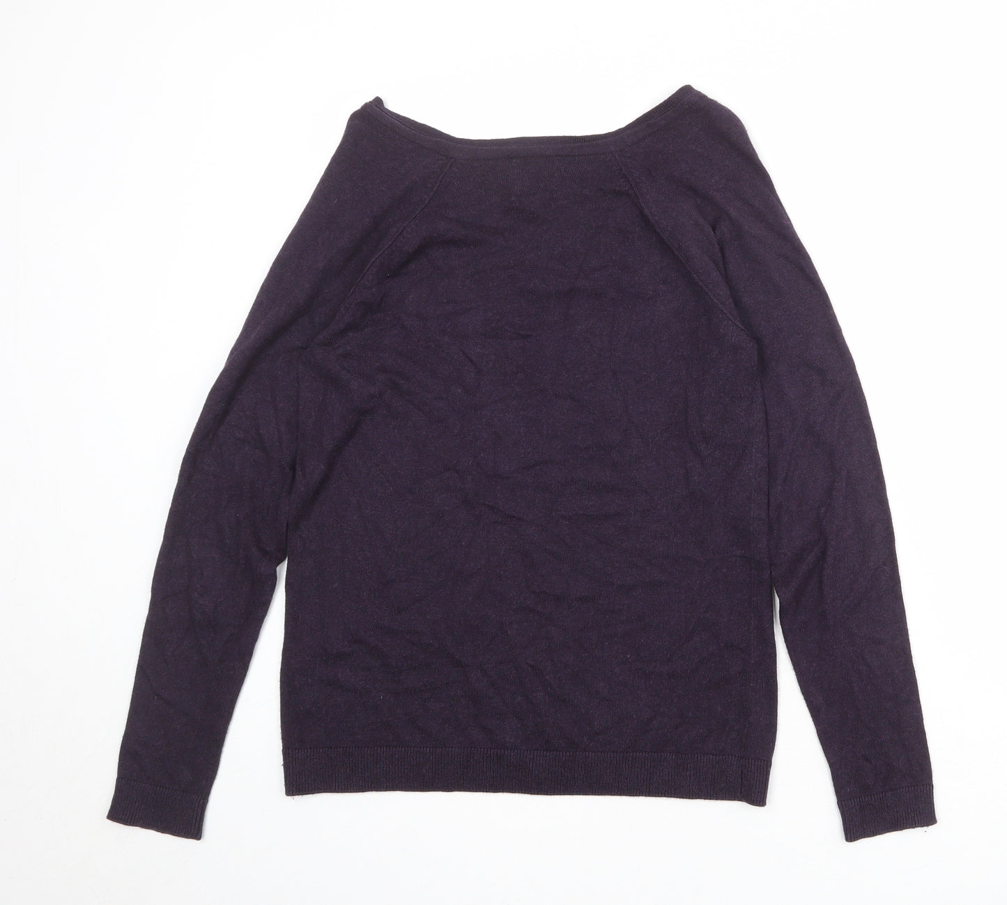 River Island Womens Purple V-Neck Cotton Pullover Jumper Size 14