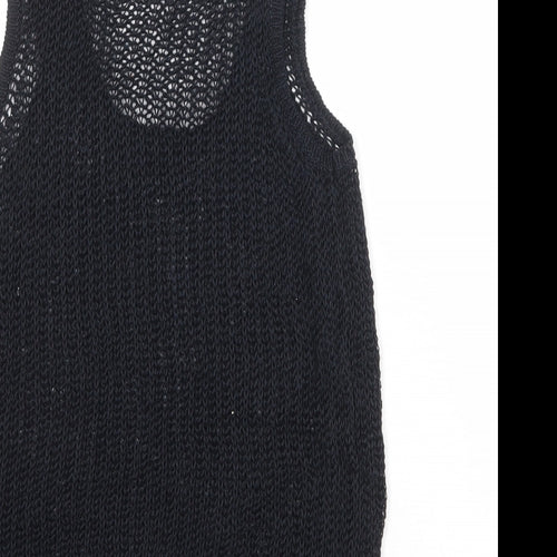 Polo Ralph Lauren Womens Black Scoop Neck Linen Vest Jumper Size XS
