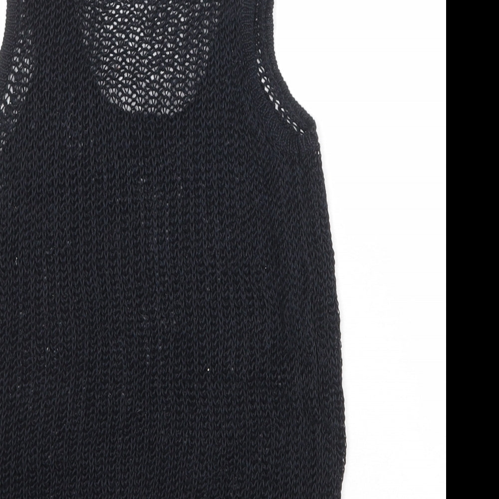 Polo Ralph Lauren Womens Black Scoop Neck Linen Vest Jumper Size XS