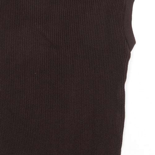 PRETTYLITTLETHING Womens Brown Round Neck Acrylic Vest Jumper Size M