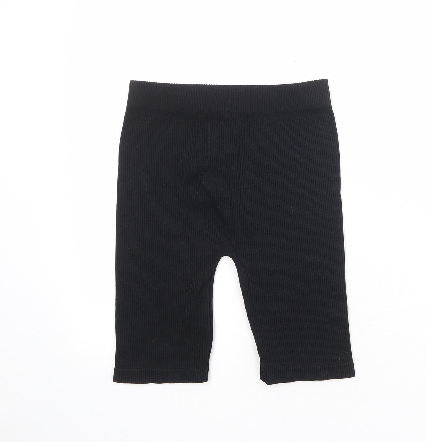 Zara Womens Black Nylon Compression Shorts Size L Regular Pull On