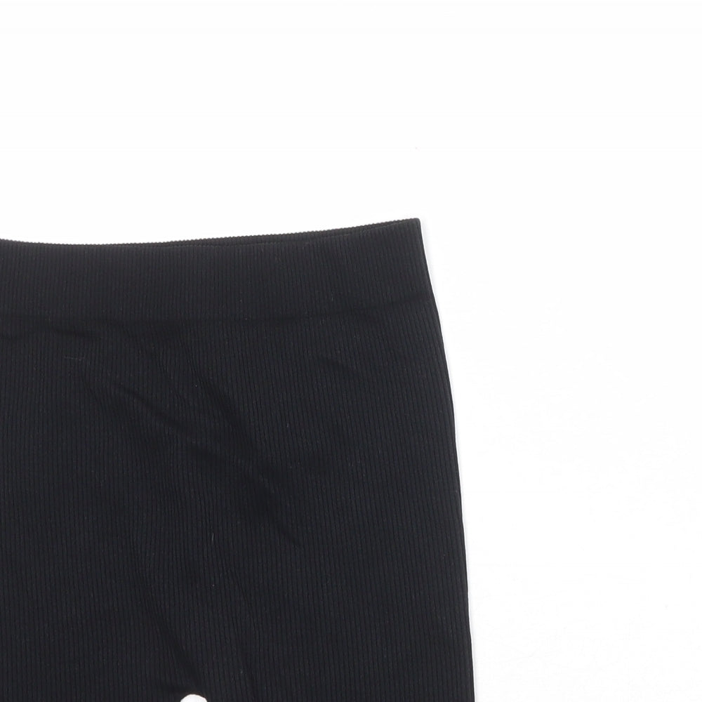 Zara Womens Black Nylon Compression Shorts Size L Regular Pull On
