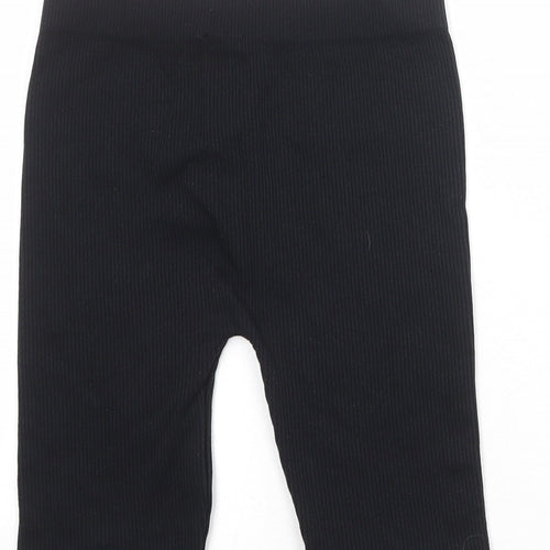 Zara Womens Black Nylon Compression Shorts Size L Regular Pull On