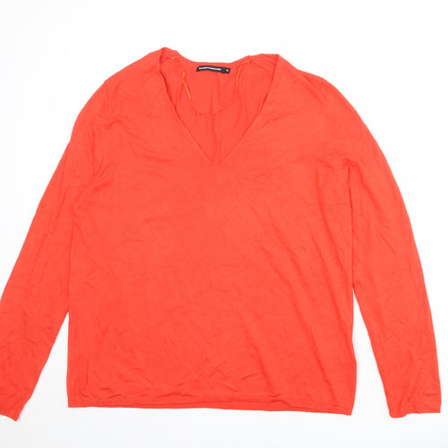 Monoprix Womens Red V-Neck Viscose Pullover Jumper Size XL