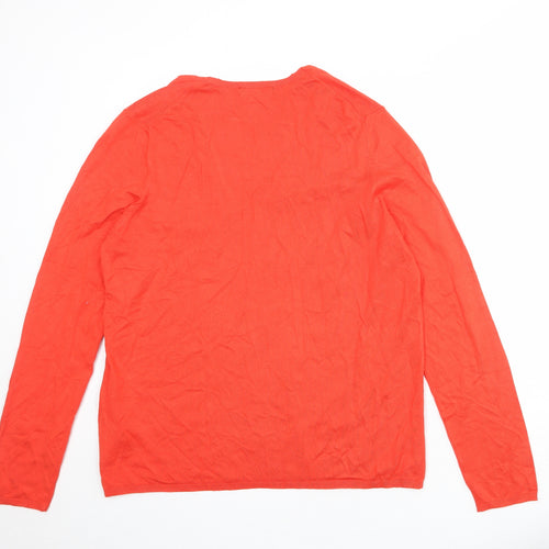 Monoprix Womens Red V-Neck Viscose Pullover Jumper Size XL