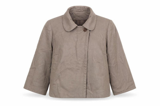 Front view of Limited Collection women’s brown jacket blazer, size UK 14, button