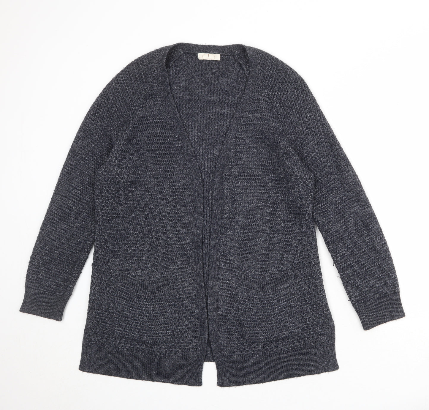 Fat Face Womens Grey V-Neck Acrylic Cardigan Jumper Size 12