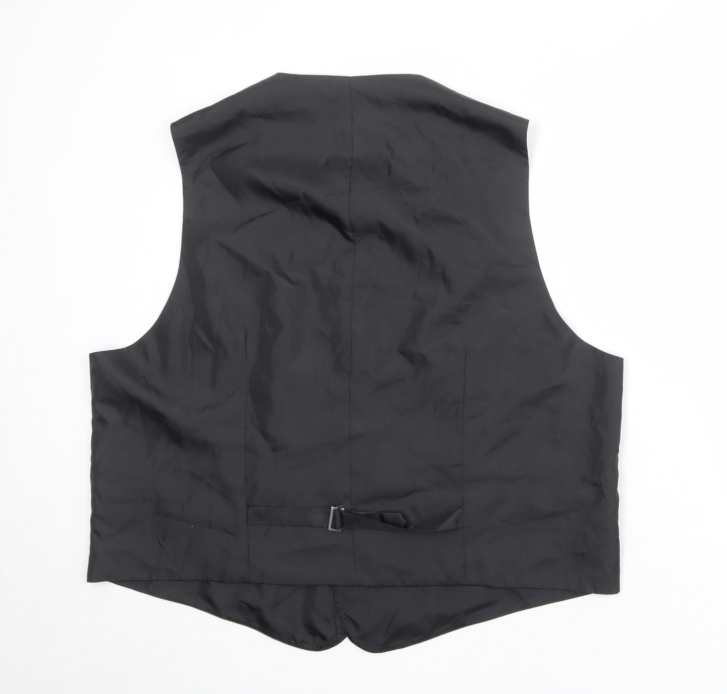 C&A Mens Black Striped Polyester Jacket Suit Waistcoat Size 58 Regular