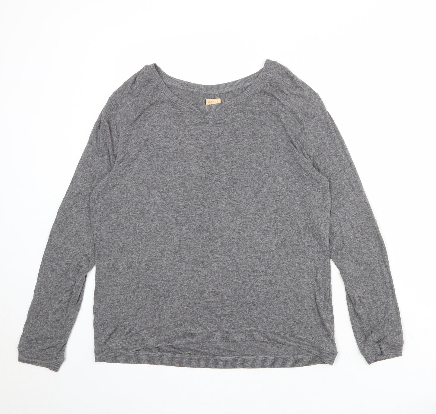 Zara Womens Grey Round Neck Polyester Pullover Jumper Size M